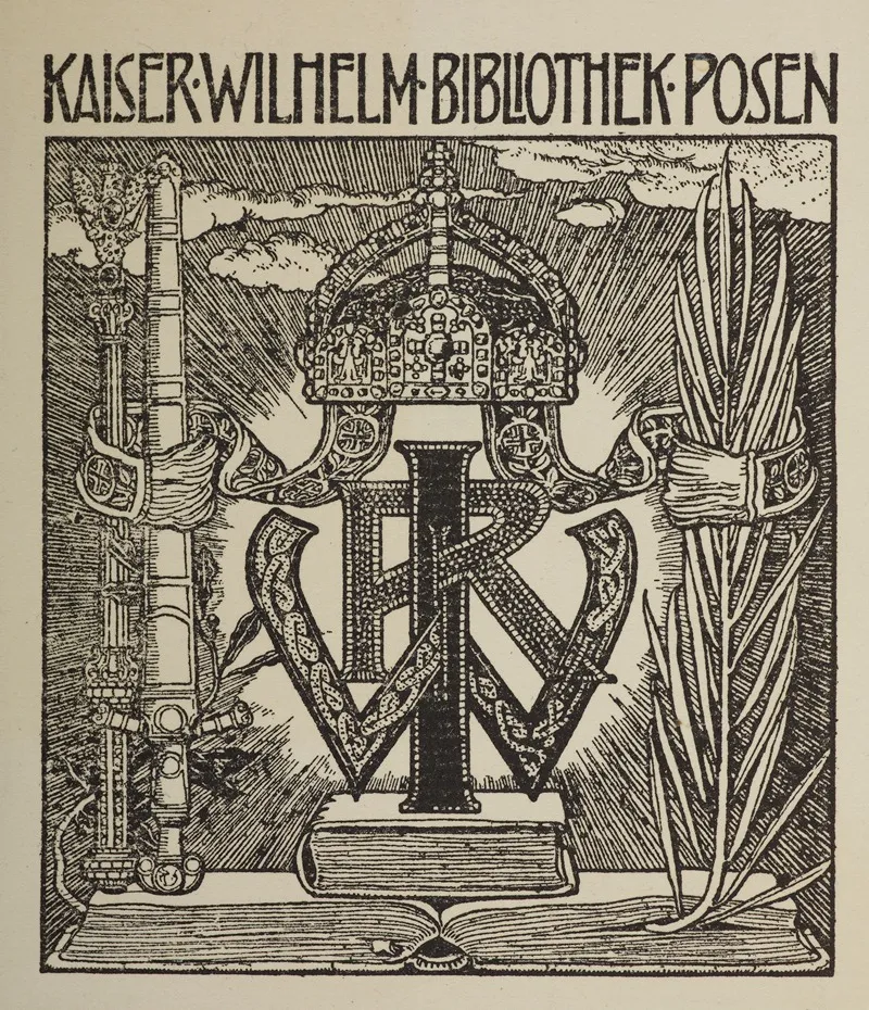 Bookplate Of The Iibrary Of Emperor Wilhelm Ii In Poznan by Emil Doepler - Canvas Print