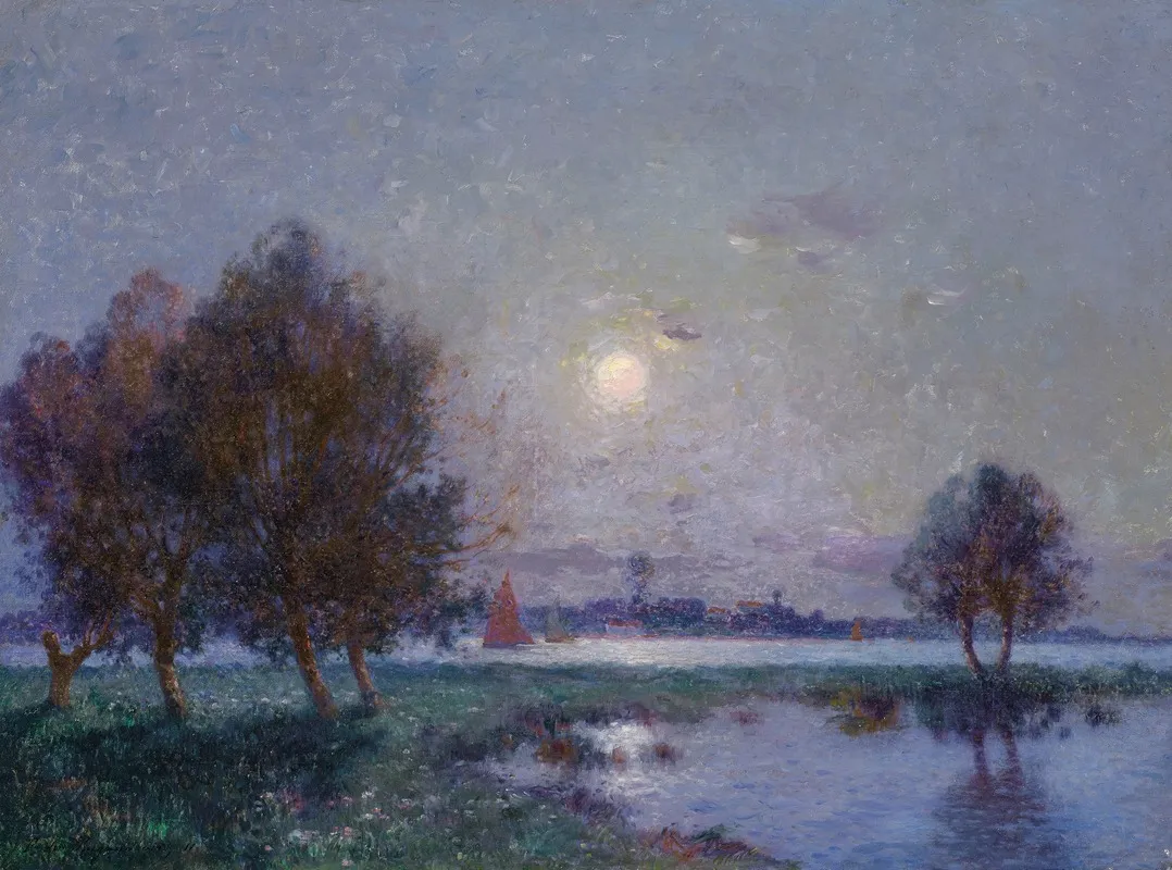 Bord De Loire Au Clair De Lune by Ferdinand du Puigaudeau - Canvas Print
