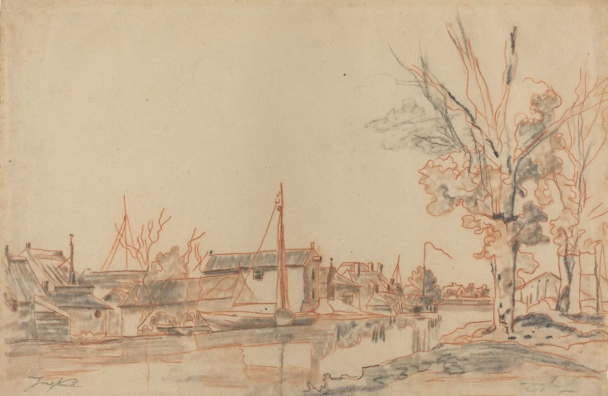 Bords De Canal by Johan Barthold Jongkind - Canvas Print