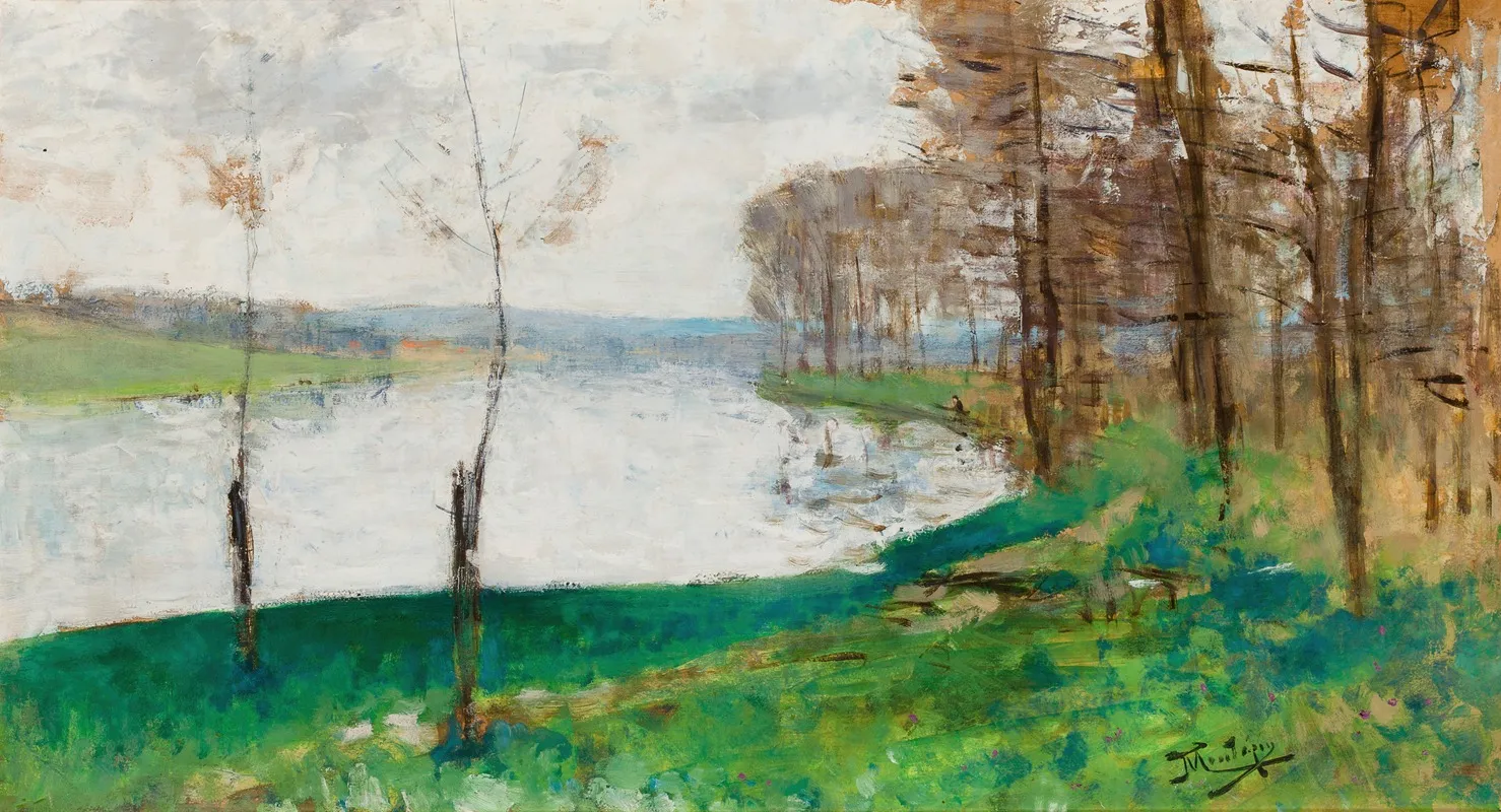 Bords De La Seine A Veneux Les Sablons by Pierre-Eugène Montézin - Canvas Print