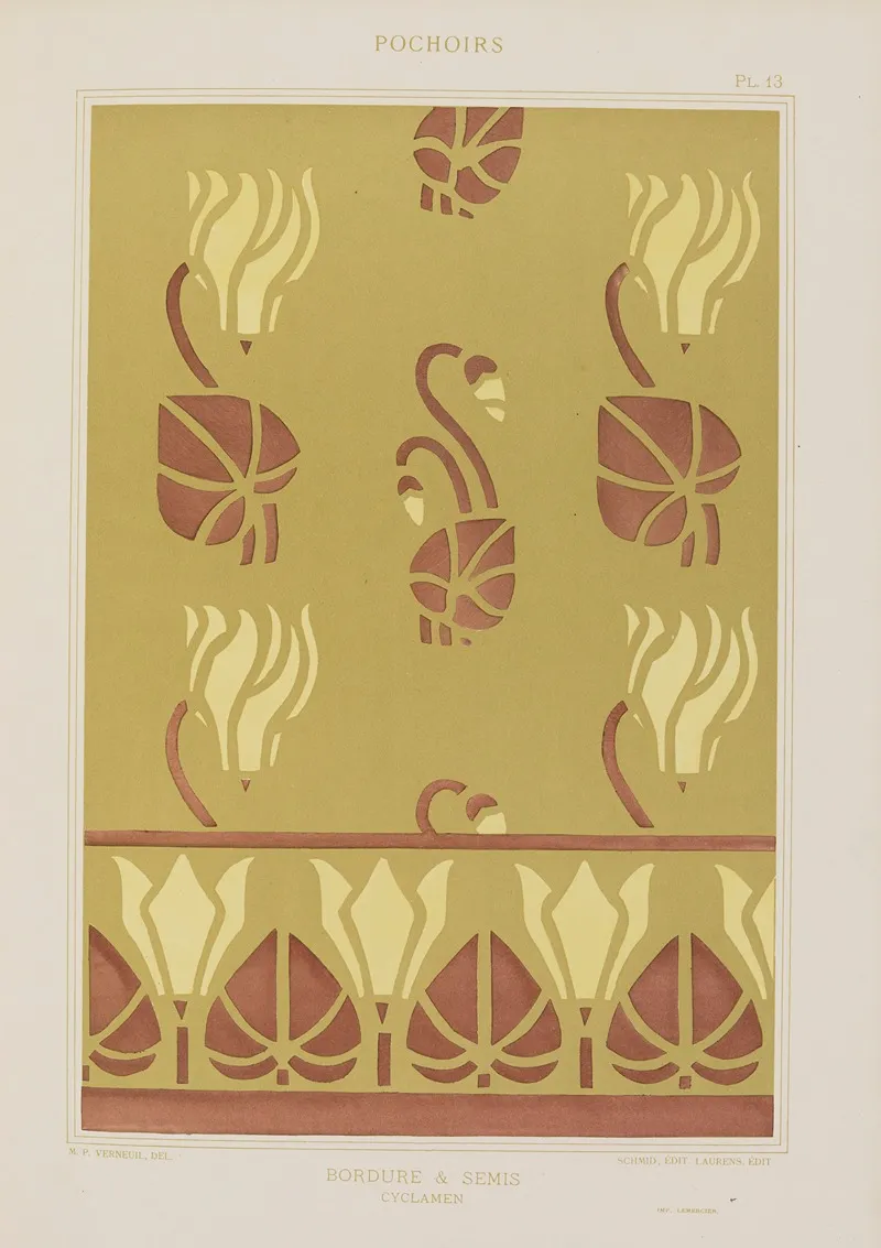 Bordure Et Semis Cyclamen by Maurice Pillard Verneuil - Canvas Print