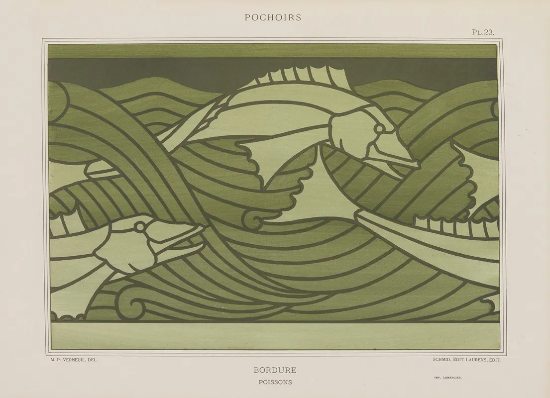 Bordure Poissons by Maurice Pillard Verneuil - Canvas Print