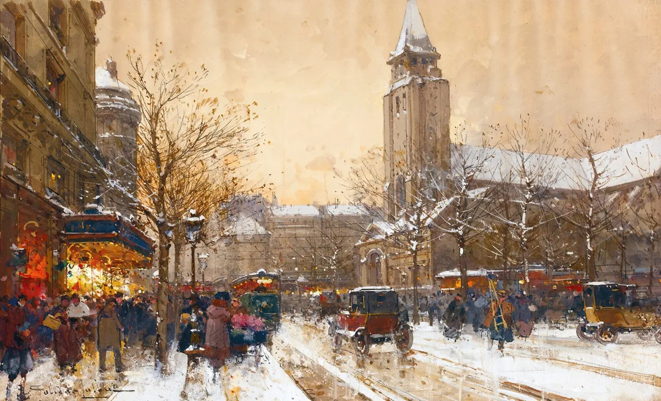 Boulevard Saint Germain Paris by Eugène Galien-Laloue - Canvas Print