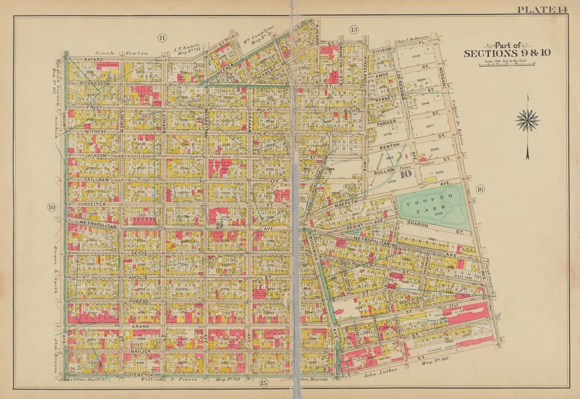 Bounded By Bayard Street Graham Avenue Meeker Avenue N Henry Street Herbert Street Kingsland Avenue Division Place Morgan Avenue Teneyck Street And Union Avenue by George Washington Bromley - Canvas Print