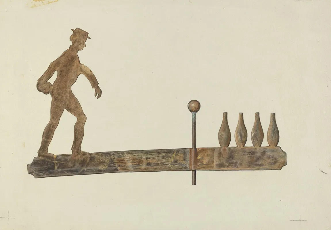 Bowling Weather Vane by Hazel Hyde - Canvas Print