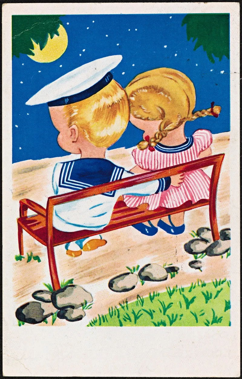 Boy And Girl On Bench