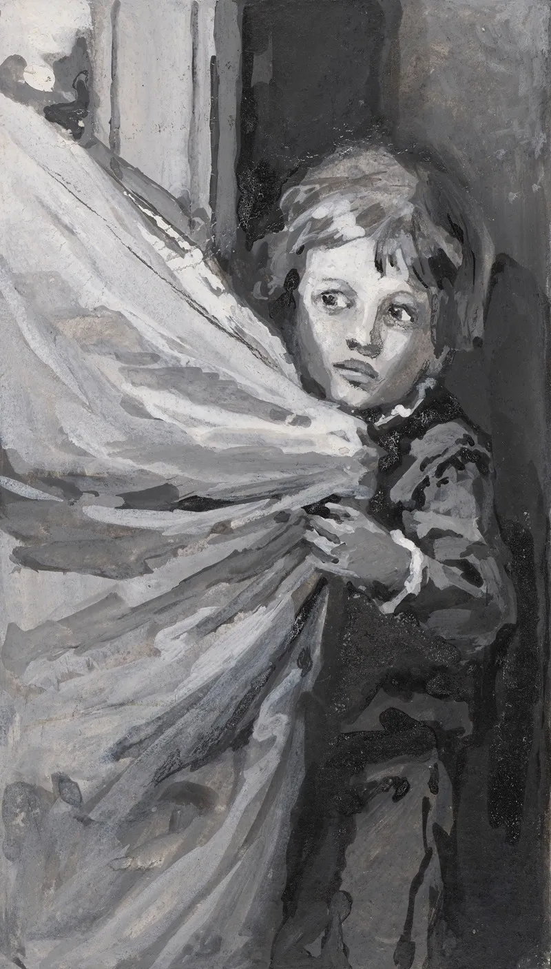 Boy Behind A Curtain