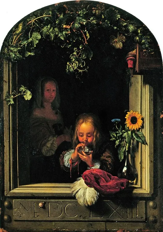 Boy Blowing Bubbles by Frans van Mieris the Elder - Canvas Print
