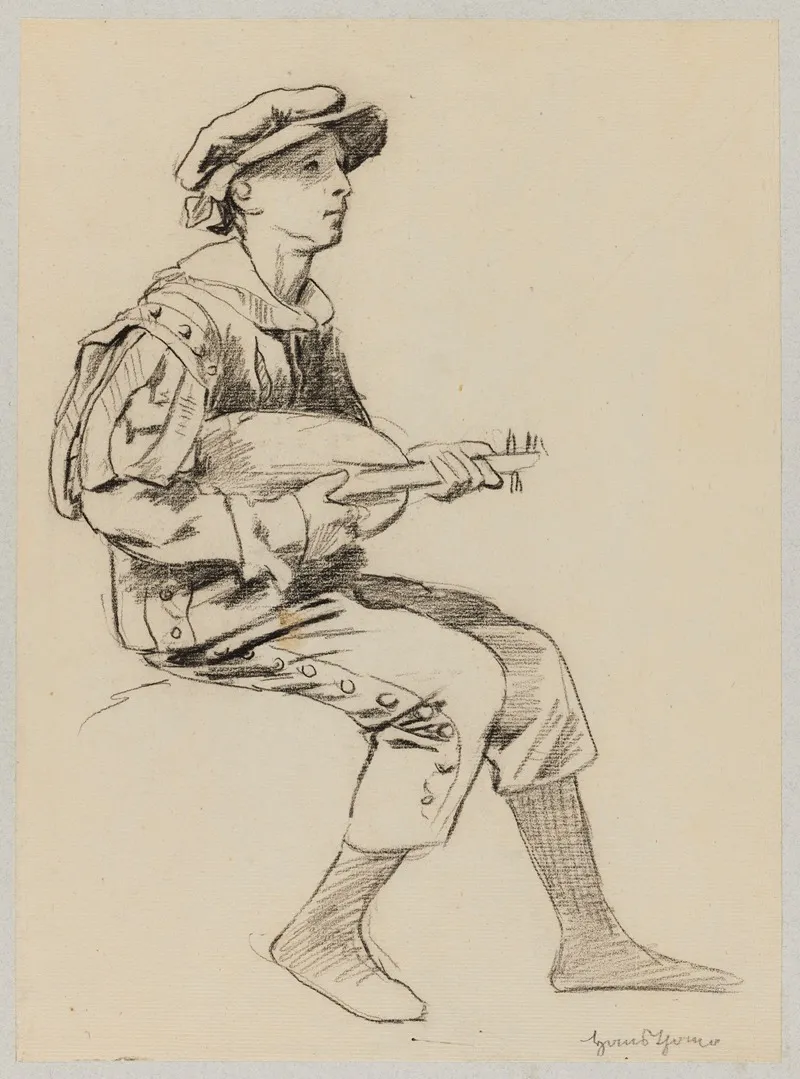 Boy In A Renaissance Costume Playing The Lute