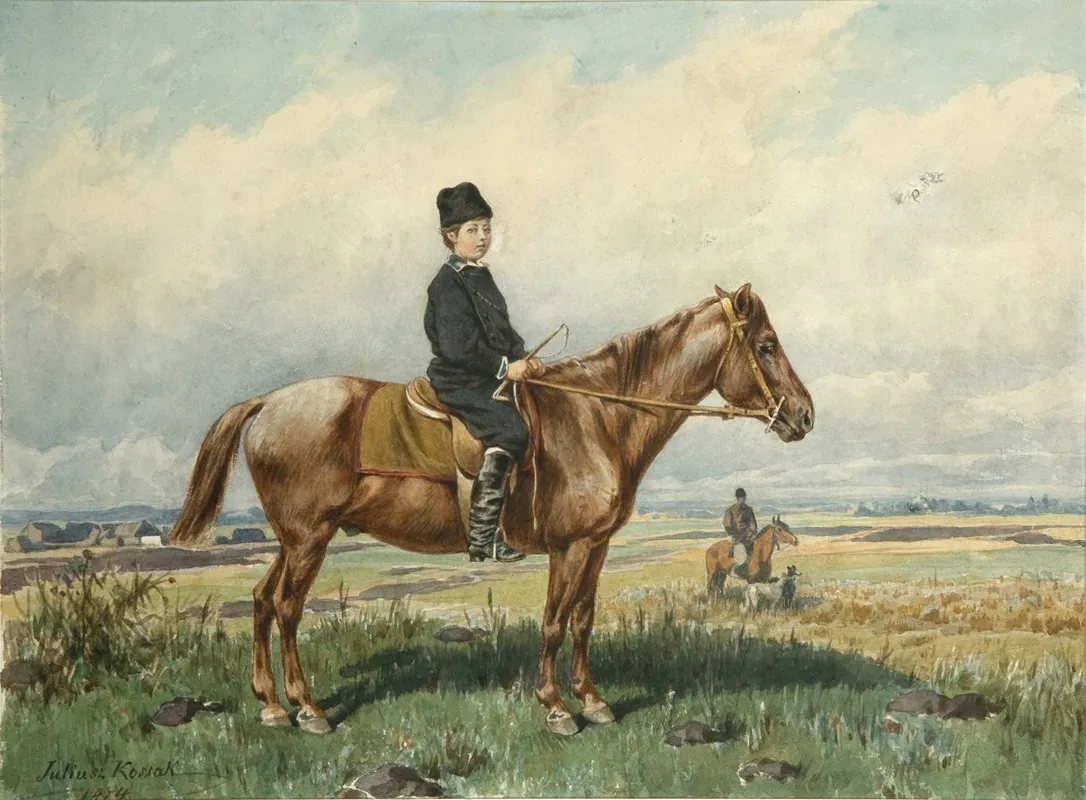 Boy On A Pony by Juliusz Kossak - Canvas Print