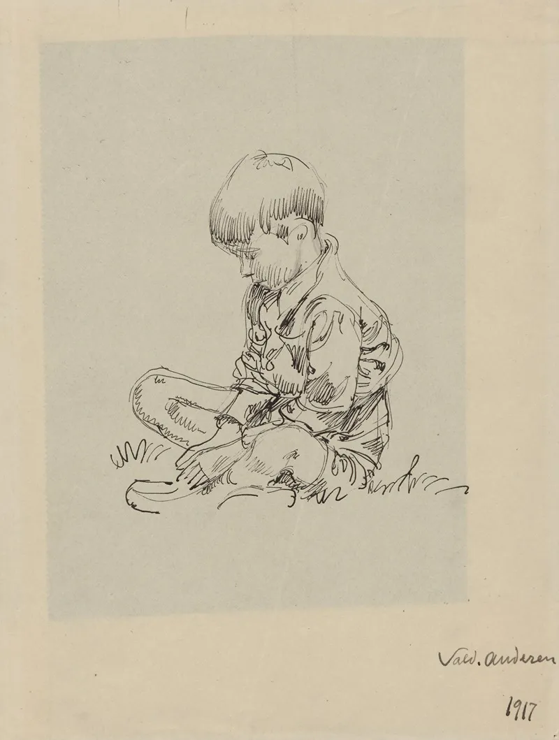 Boy On Grass by Valdemar Andersen - Canvas Print