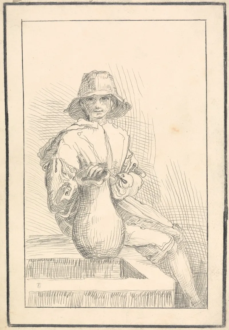 Boy Seated At A Well