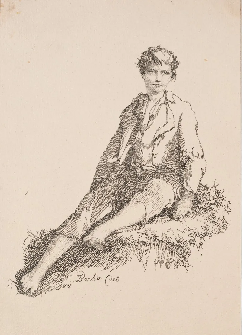 Boy Seated On A Grassy Bank by Thomas Barker - Canvas Print