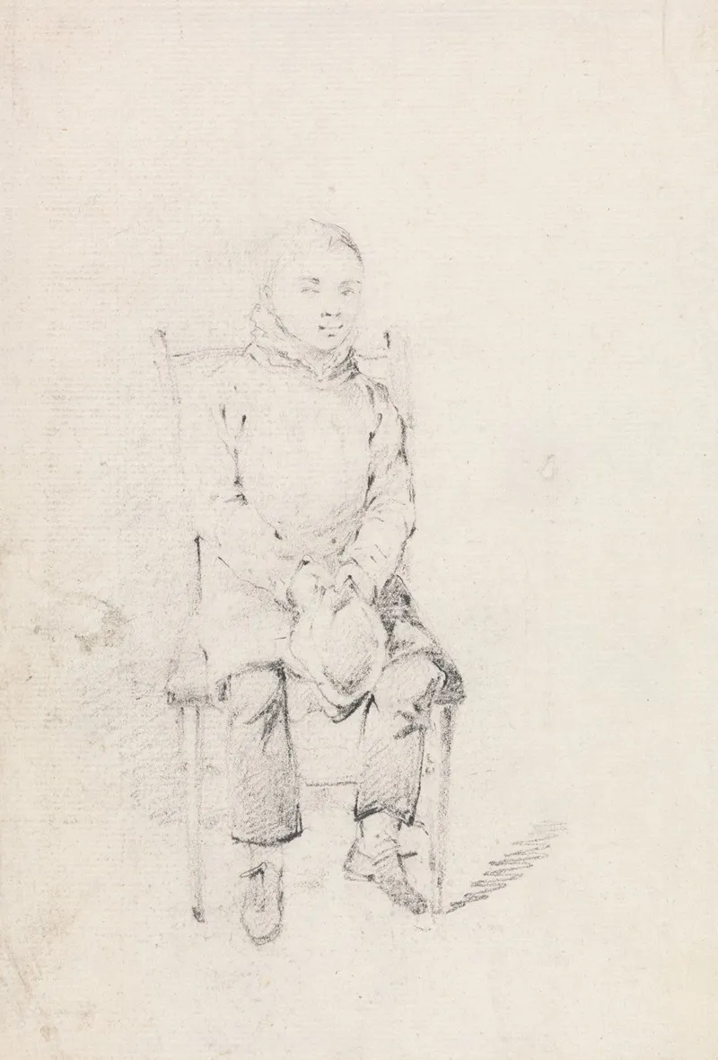 Boy Sitting Holding A Cap