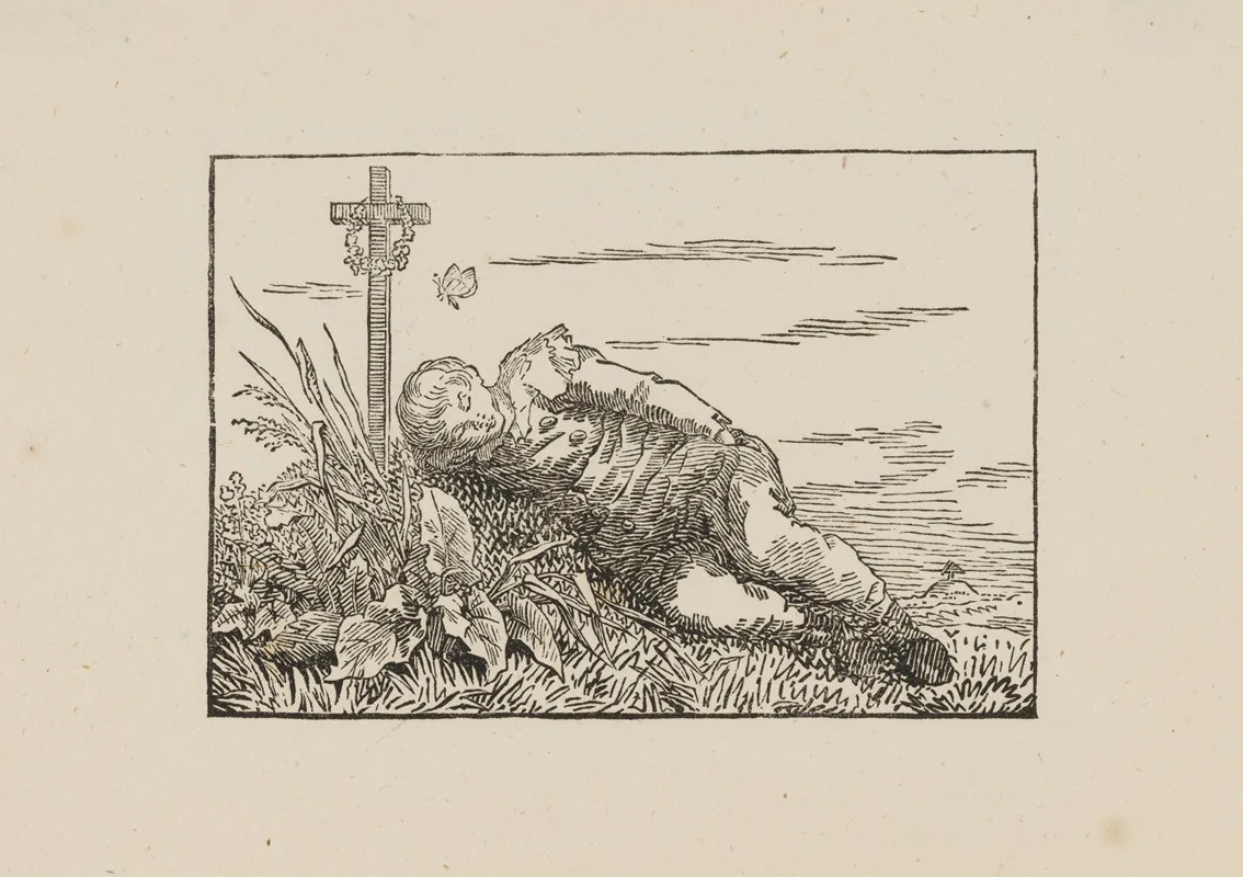 Boy Sleeping On A Grave