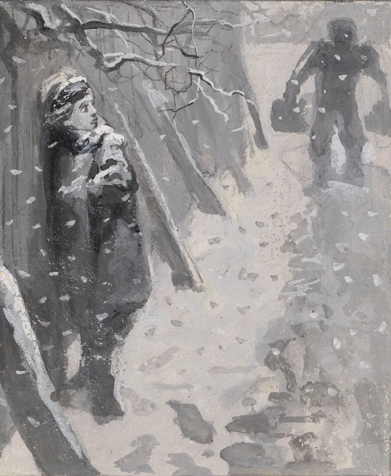 Boy Standing By The Fence