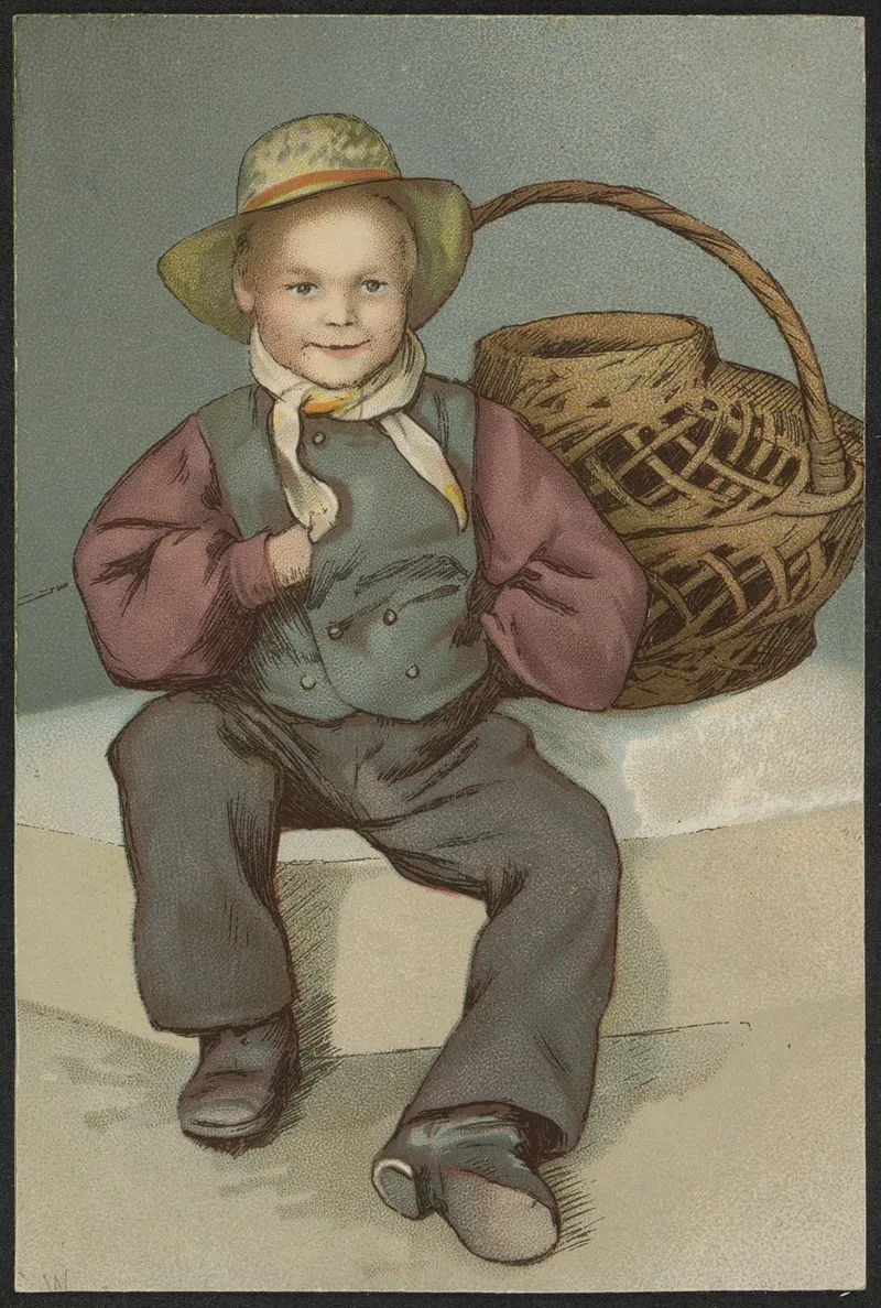 Boy With A Basket 2 by Erik Werenskiold - Canvas Print