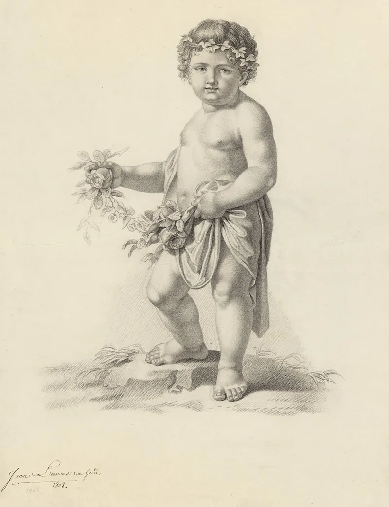 Boy With Flower Garland by Joannes Lernous  - Canvas Print