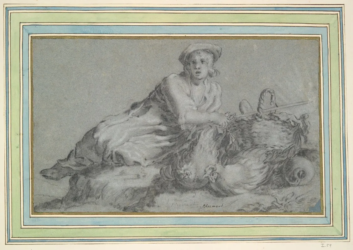 Boy With Two Hens And A Basket by After Abraham Bloemaert - Canvas Print
