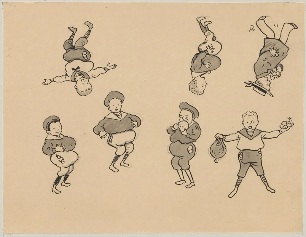 Boys In Sailor Suits Have Stuffed Their Pockets Pants And Shirts With Treats