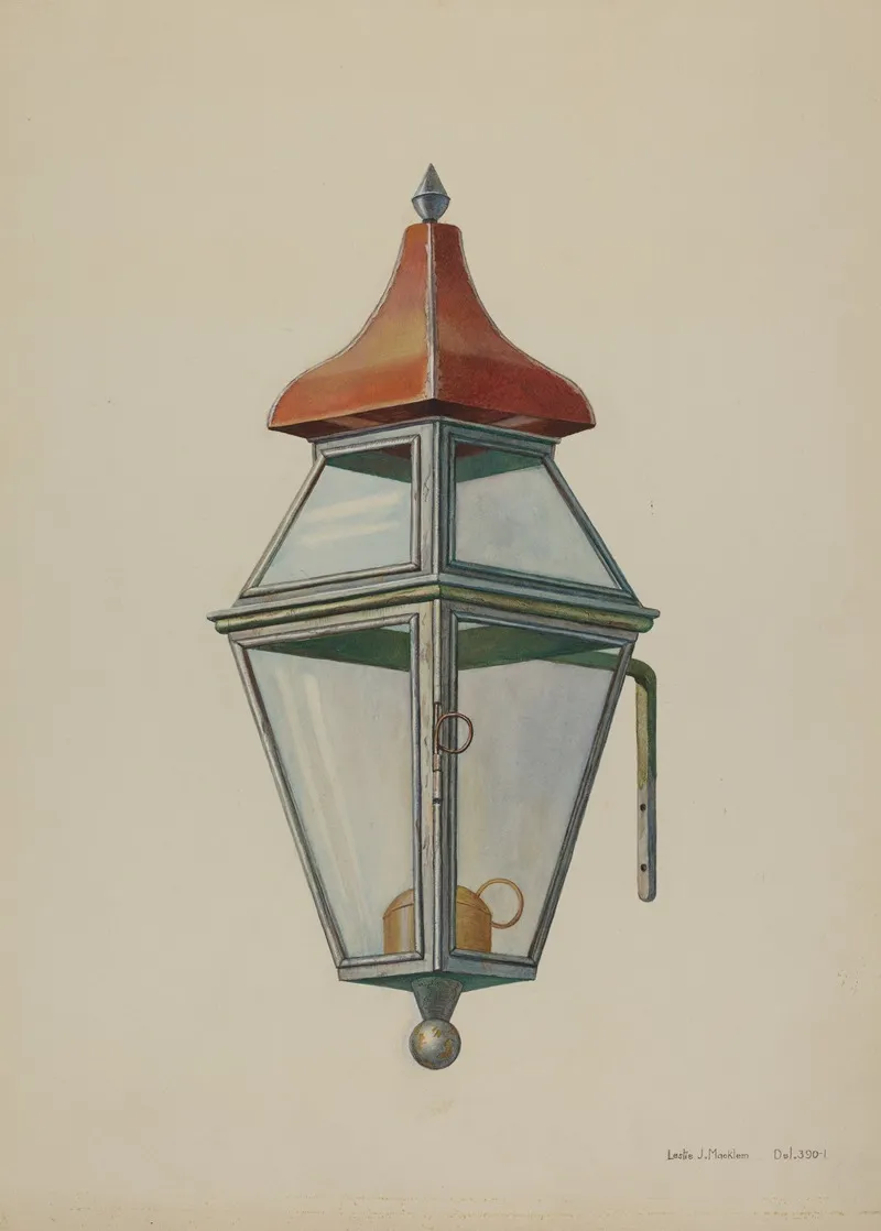 Bracket Lamp by Leslie Macklem - Canvas Print