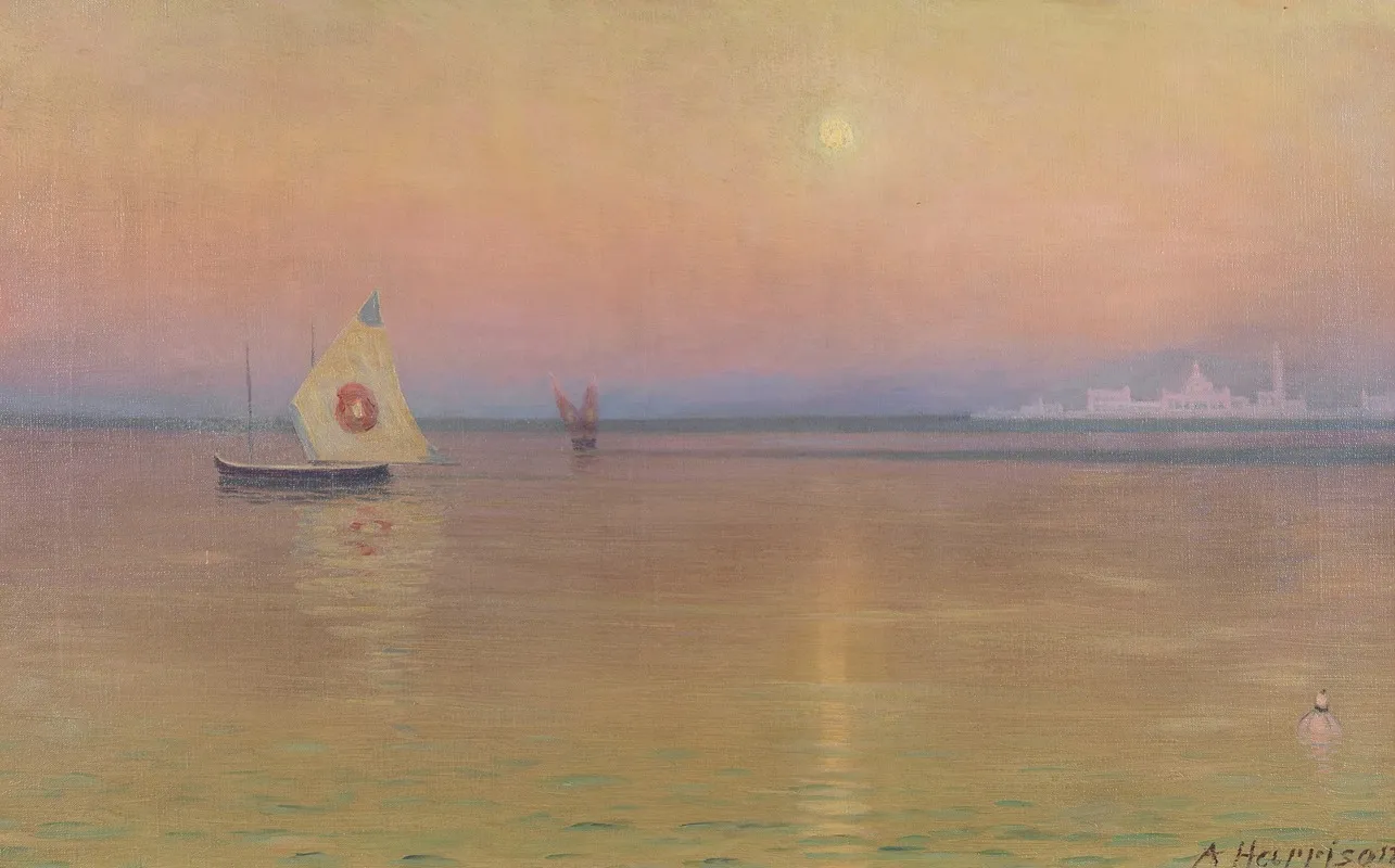 Bragozzos In Calm Waters Venice by Thomas Alexander Harrison - Canvas Print