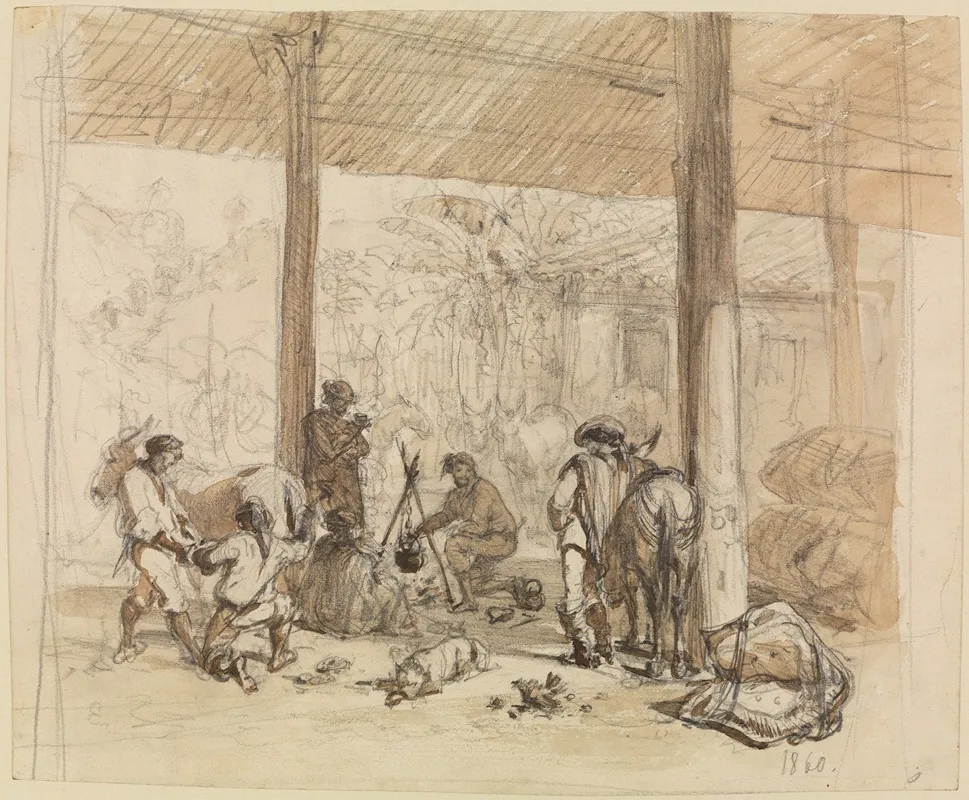 Brasilianisches Rasthaus by Ferdinand Keller - Canvas Print