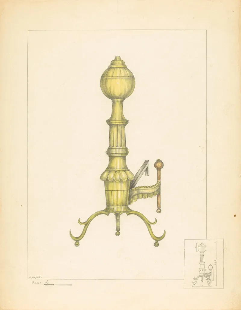 Brass Andiron by Henry Meyers - Canvas Print