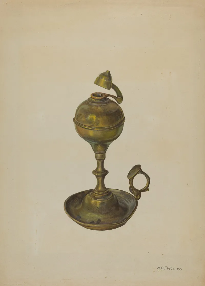 Brass Lamp by William O. Fletcher - Canvas Print