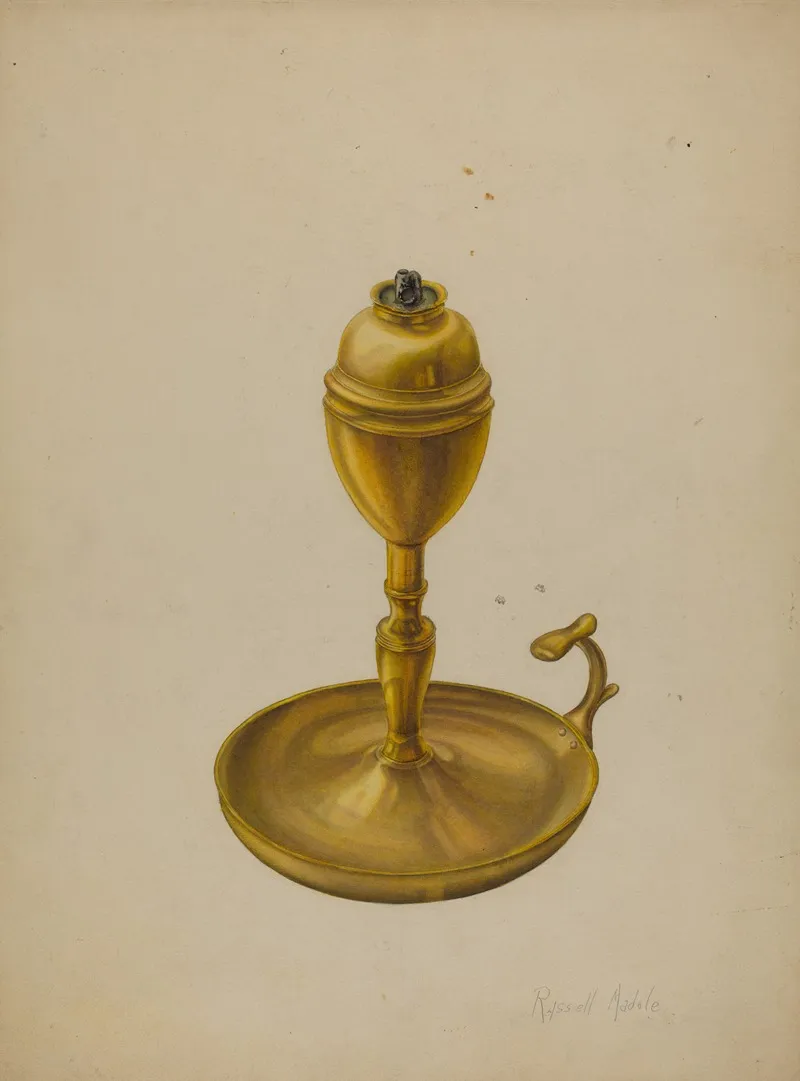 Brass Oil Lamp 2 by Russell Madole - Canvas Print