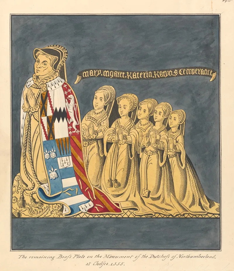 Brass Plate Monument Of The Duchess Of Northumberland And Her Daughters Chelsea Church by Daniel Lysons - Canvas Print