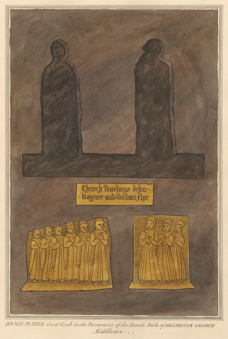 Brass Plates On An Unidentified Tomb In The Pavement Of The South Aisle From Hillingdon Church by Daniel Lysons - Canvas Print