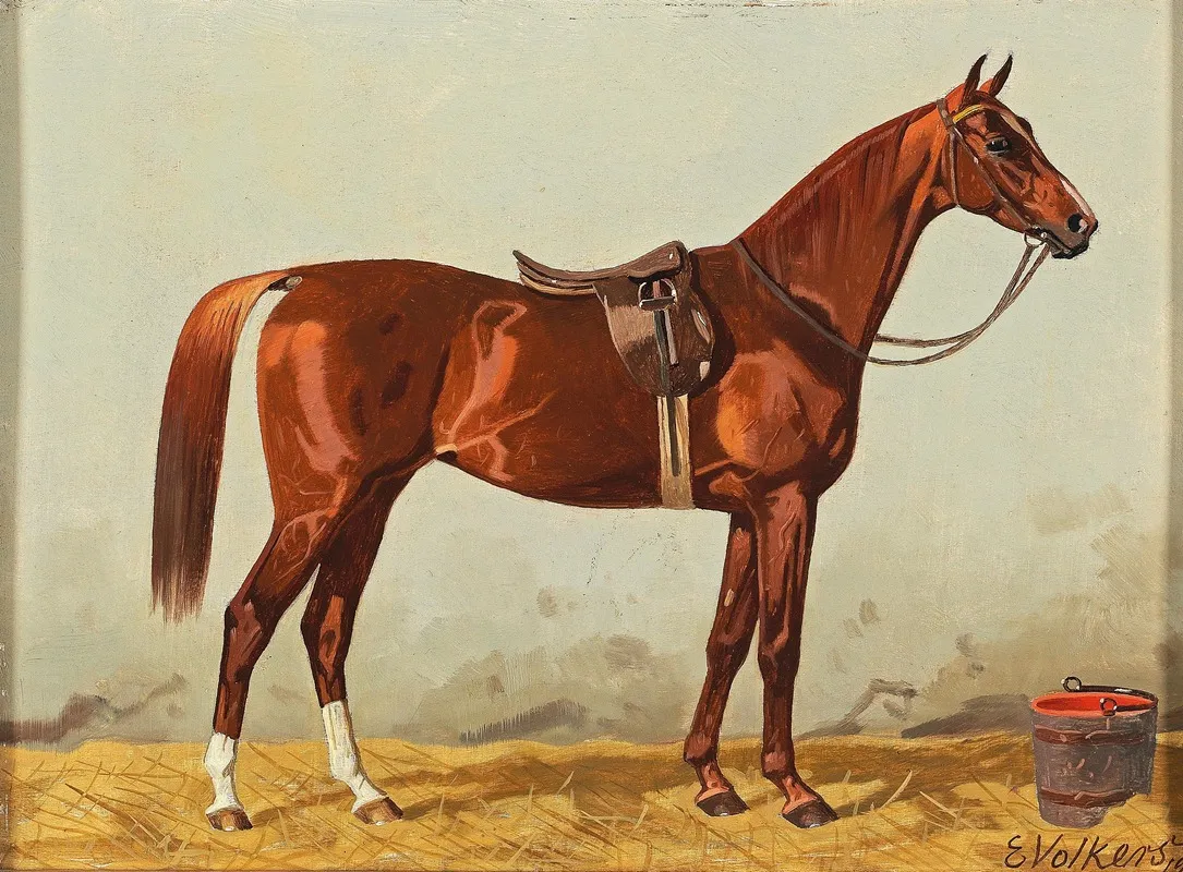 Brauner Im Stall 2 by Emil Volkers - Canvas Print