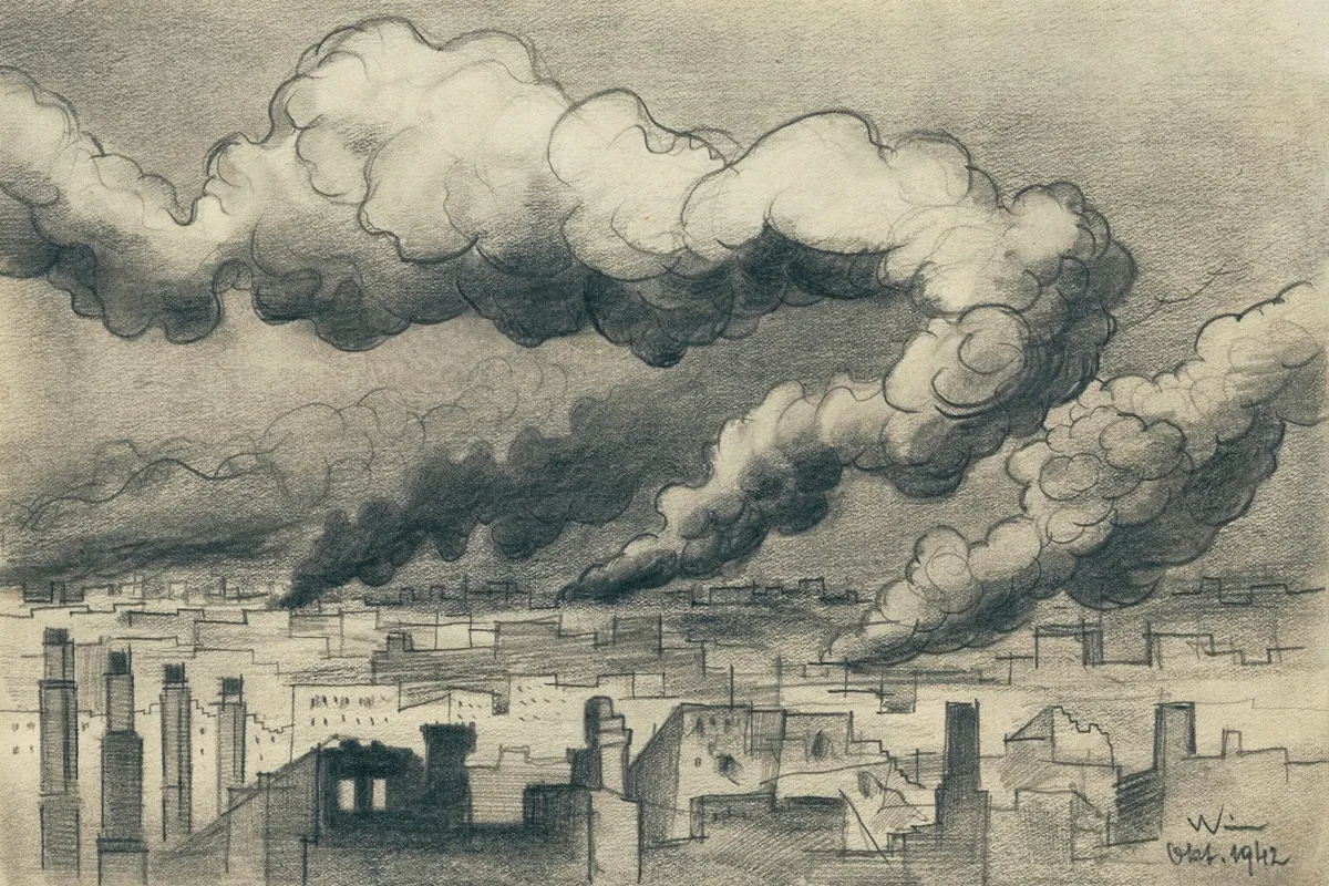 Brennende Stadt Stalingrad