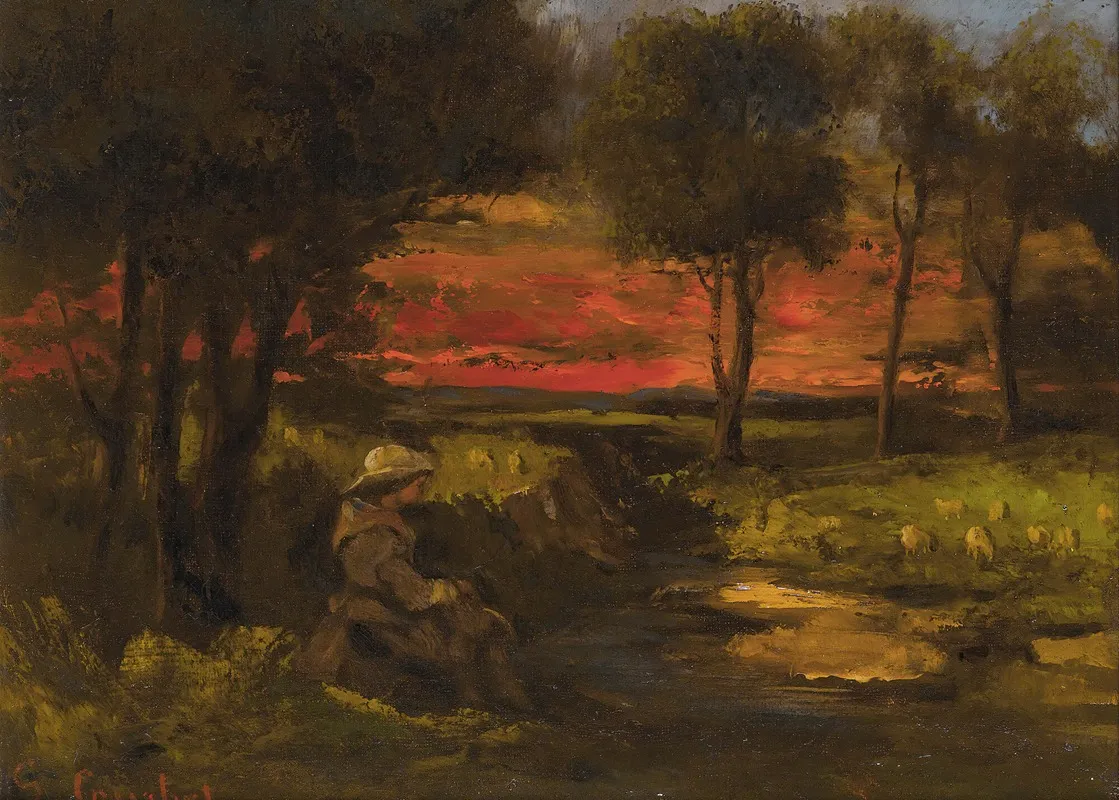 Breton Spinner by Gustave Courbet - Canvas Print