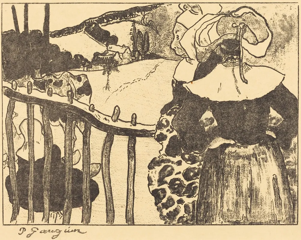 Breton Women Beside A Fence Bretonnes A La Barriere