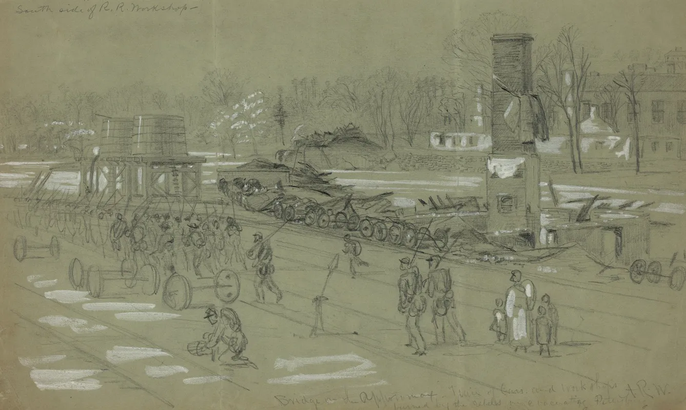 Bridge On The Appotomax Train Of Cars And Workshops Burned By The Rebels On Evacuating Petersburg
