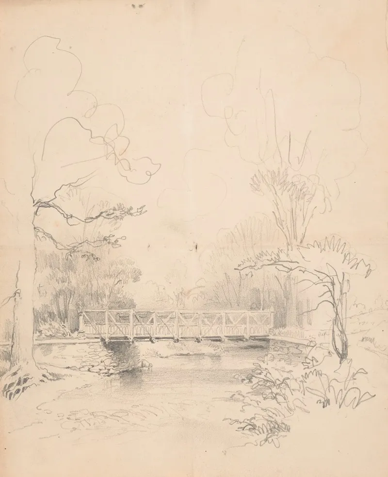 Bridge Spanning A Stream In The Woods