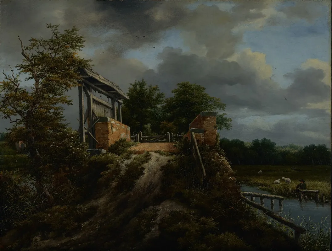 Bridge With A Sluice by Jacob van Ruisdael - Canvas Print
