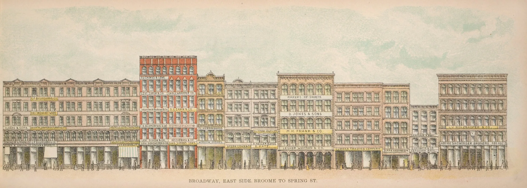 Broadway East Side Broome To Spring St by Mail &amp; Express - Canvas Print