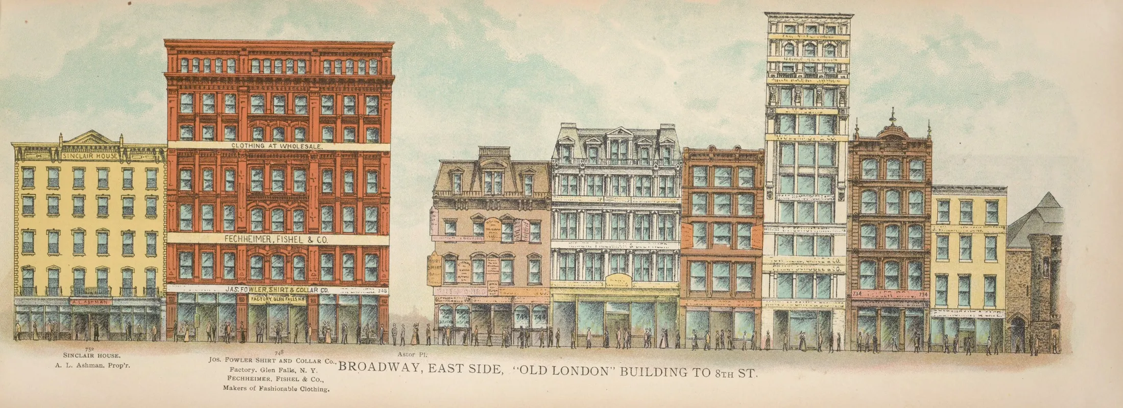 Broadway East Side Old London Building To 8th St by Mail &amp; Express - Canvas Print