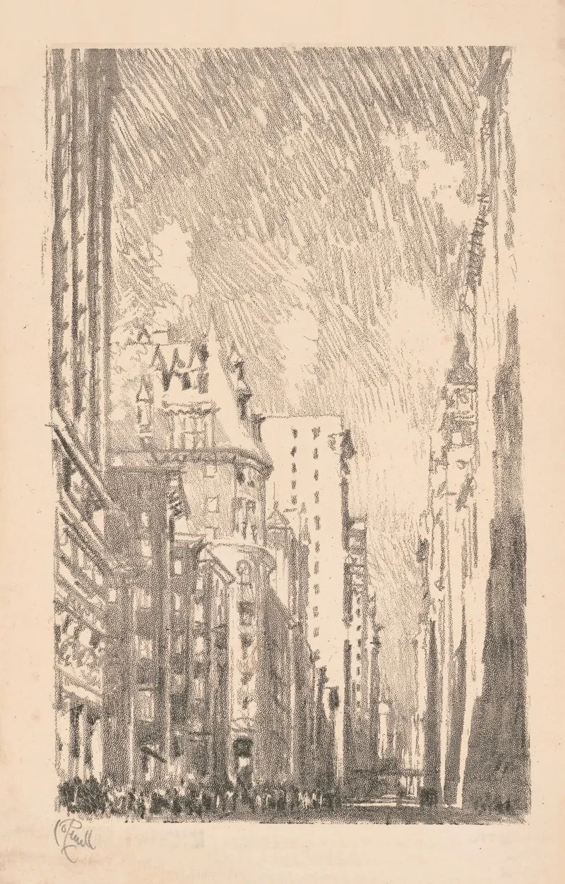 Broadway From Bowling Green 2 by Joseph Pennell - Canvas Print