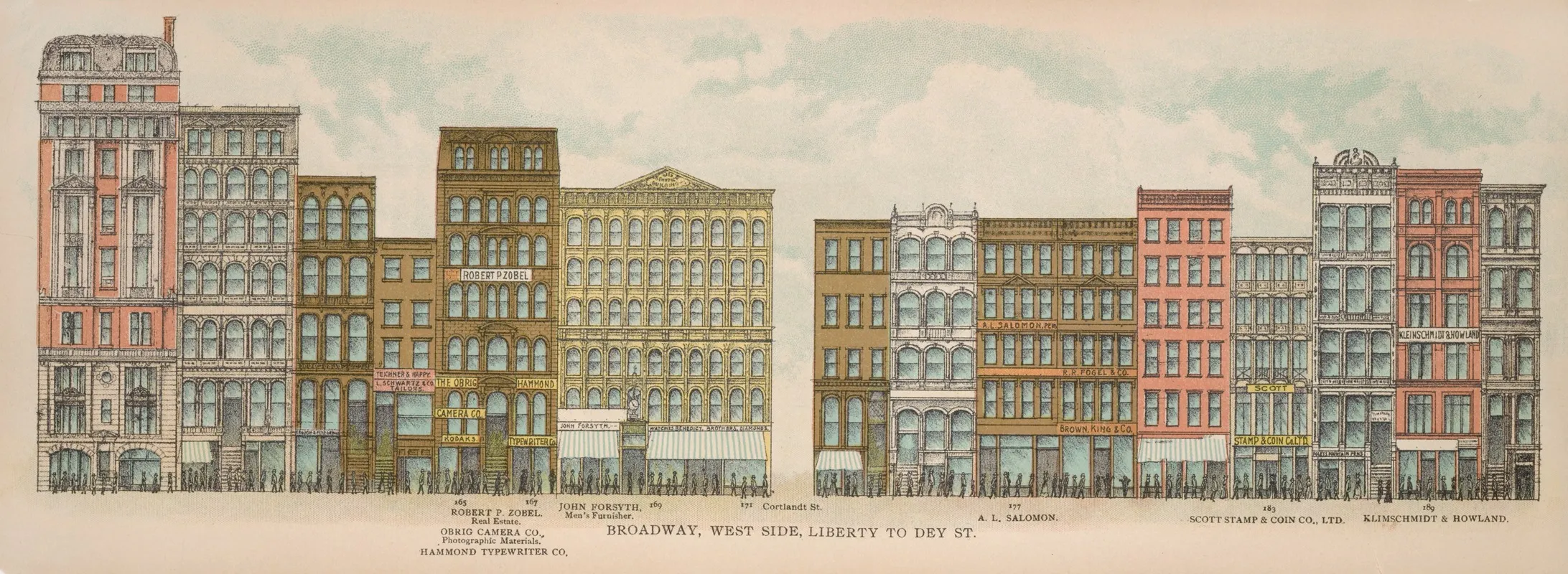 Broadway West Side Liberty To Dey St by Mail &amp; Express - Canvas Print