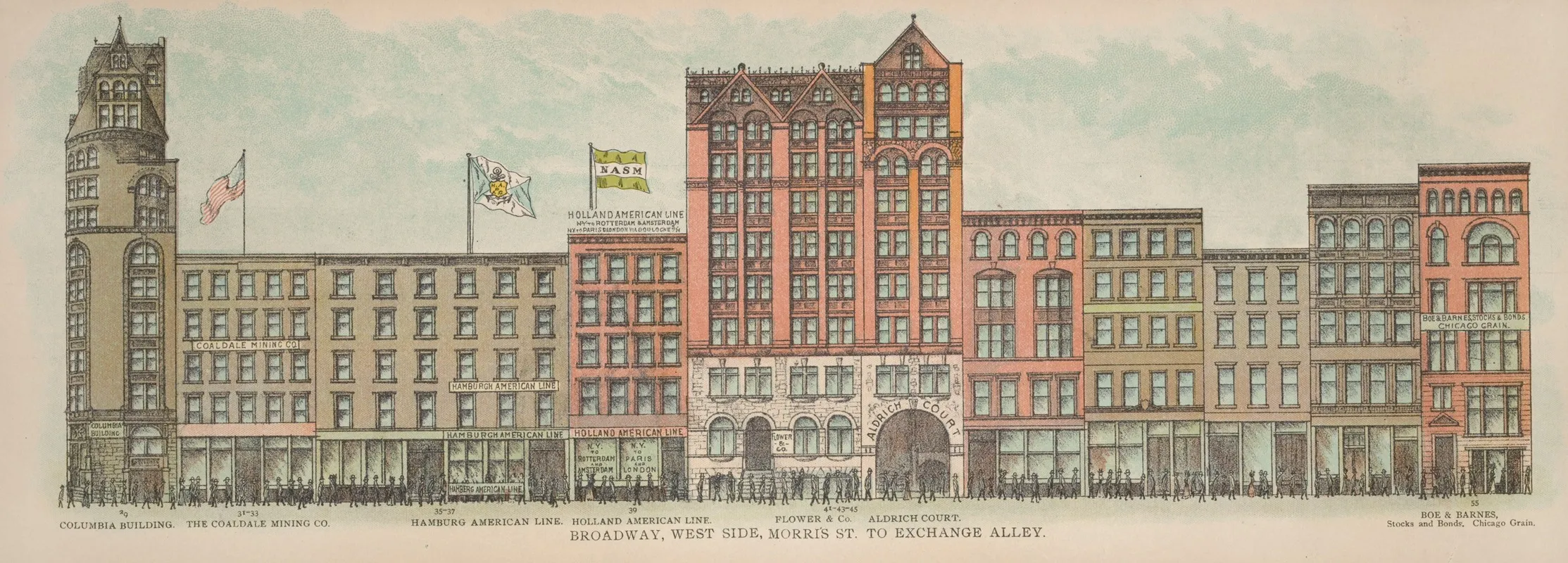 Broadway West Side Morris St To Exchange Alley by Mail &amp; Express - Canvas Print