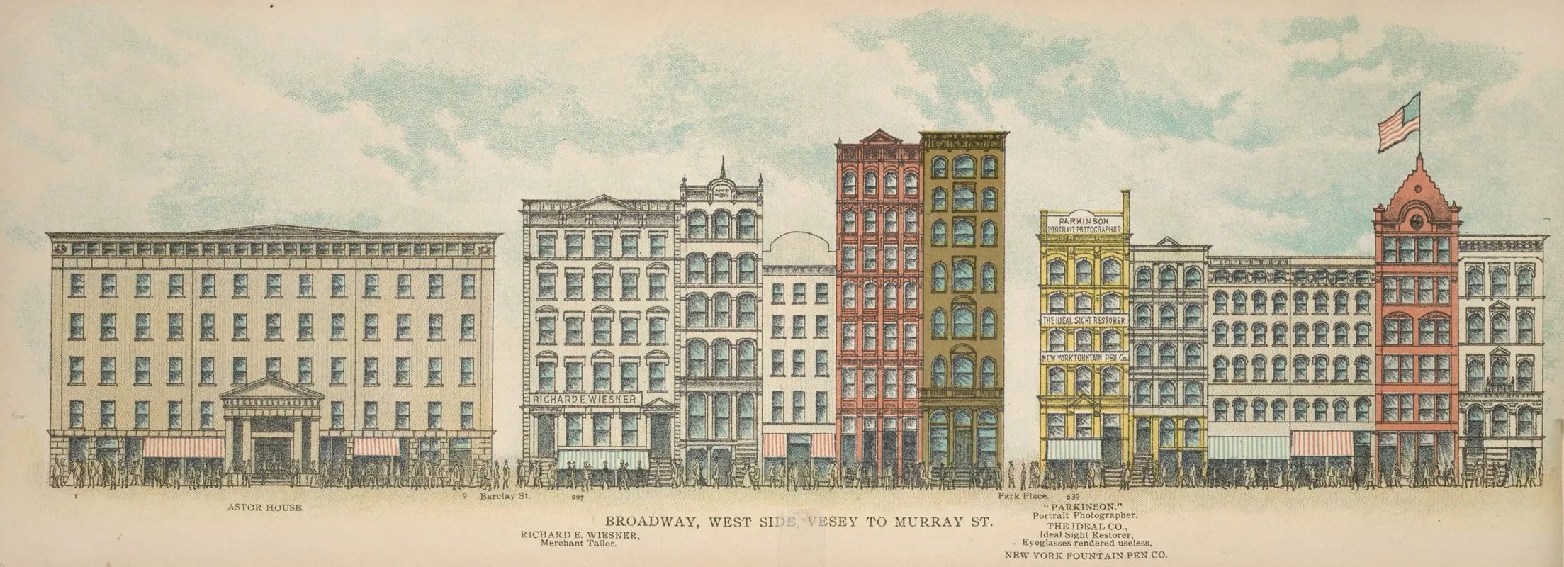 Broadway West Side Vesey To Murray St by Mail &amp; Express - Canvas Print