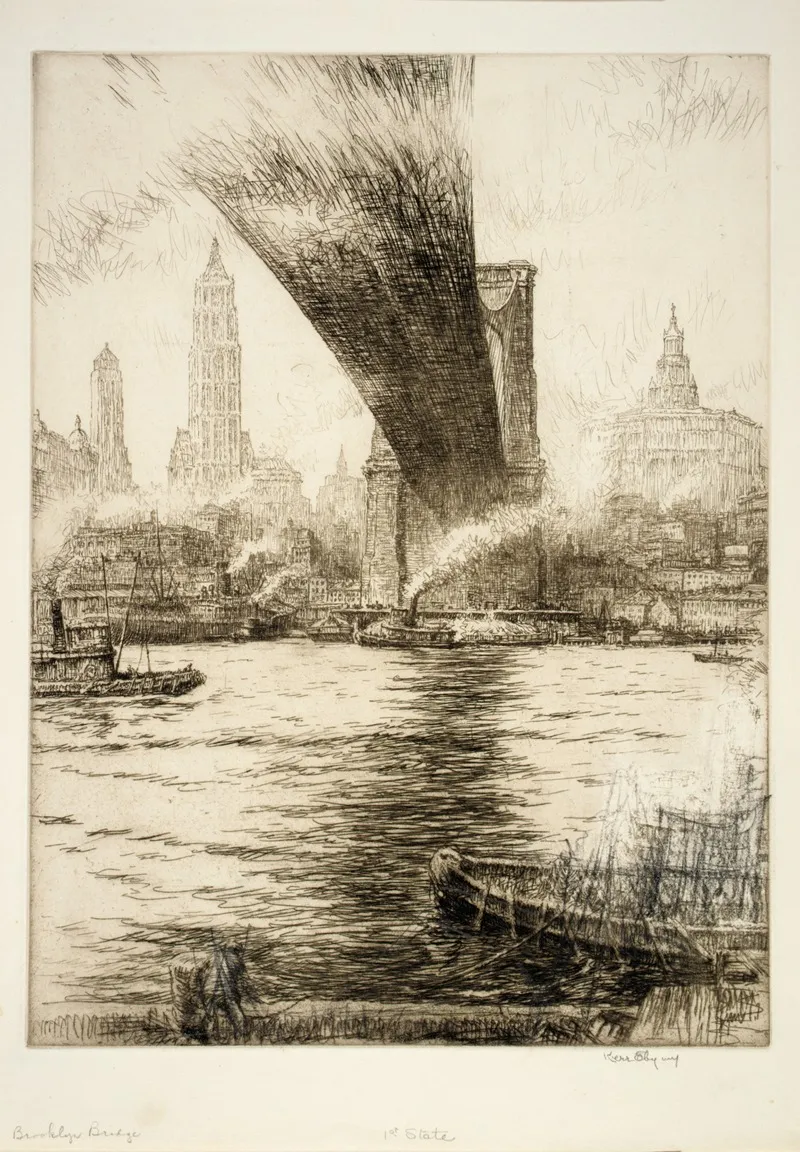 Brooklyn Bridge 7 by Kerr Eby - Canvas Print