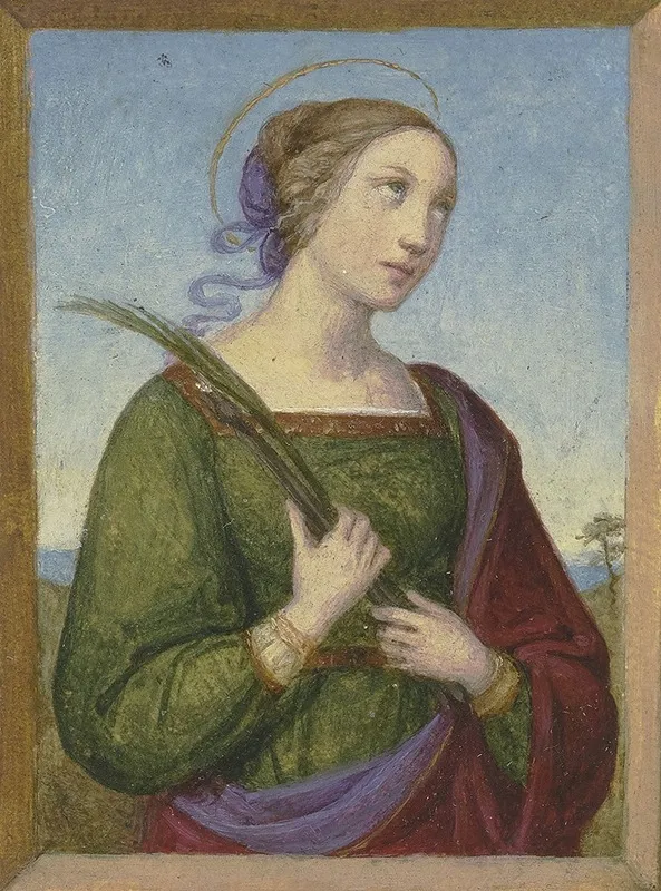 Brustbild Einer Heiligen Mit Palme