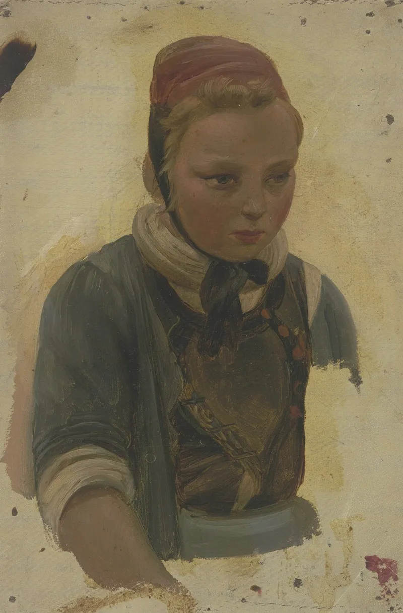 Brustbild Eines Kleinen Bauernmadchens