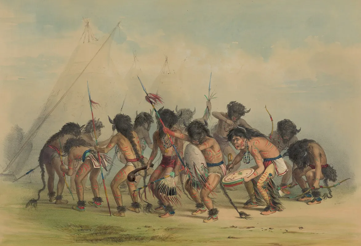 Buffalo Dance 3 by George Catlin - Canvas Print