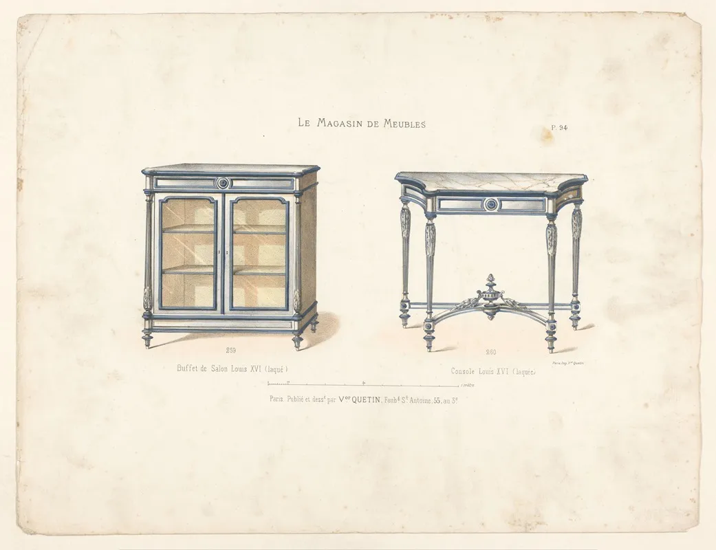 Buffet De Salon Louis Xvi Laque Console Louis Xvi Laquee by Victor Léon Michel Quétin - Canvas Print